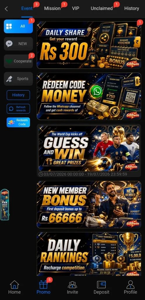 688Win Game Daily Bonuses